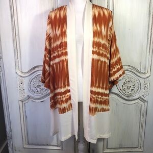 LuLaRoe Bohemian Look Kimono Duster Rust and Cream Size Small
